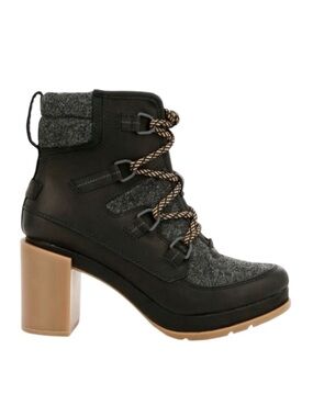 SOREL Blake Black & Grey Lace-Up Leather & Felt Hiking Boot